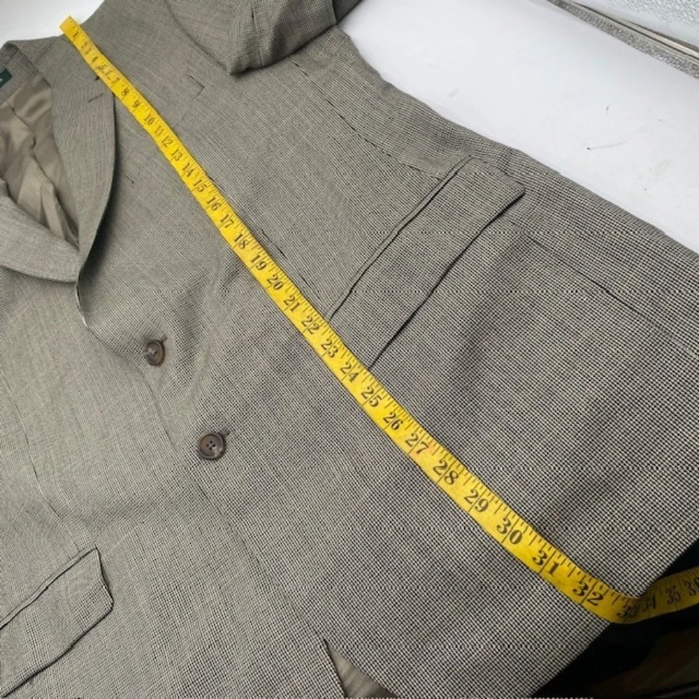 Lauren‎ Ralph Lauren Blazer Sport Coat 44R Tan Brown Wool Micro Check Canada VGC